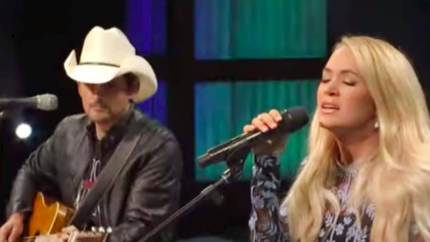 Carrie Underwood Fills In For Alison Krauss To Sing “Whiskey Lullaby” With Brad Paisley