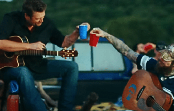 Post Malone & Blake Shelton Drop The Ultimate Party Music Video For “Pour Me A Drink”