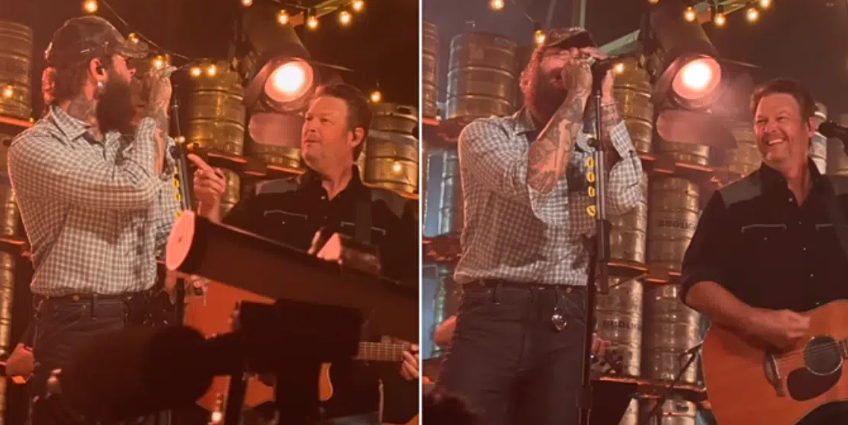 Post Malone Surprises Nashville Crowd With Two Duets With Blake Shelton