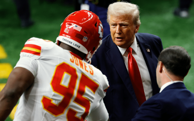 President Donald Trump Appears At Super Bowl LIX