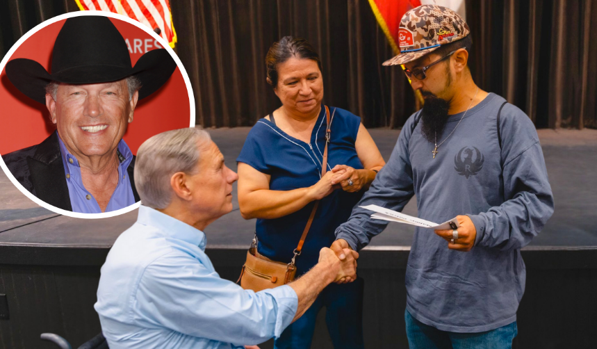 Texas Governor Hand Delivers Checks From George Strait’s Benefit Concert To Flood Victims