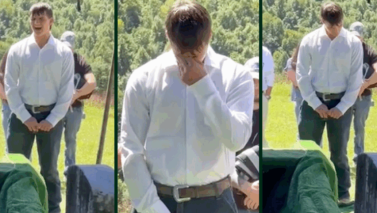 Grandson Sings “Go Rest High On That Mountain” In Tearful Graveside Tribute At Grandad’s Funeral