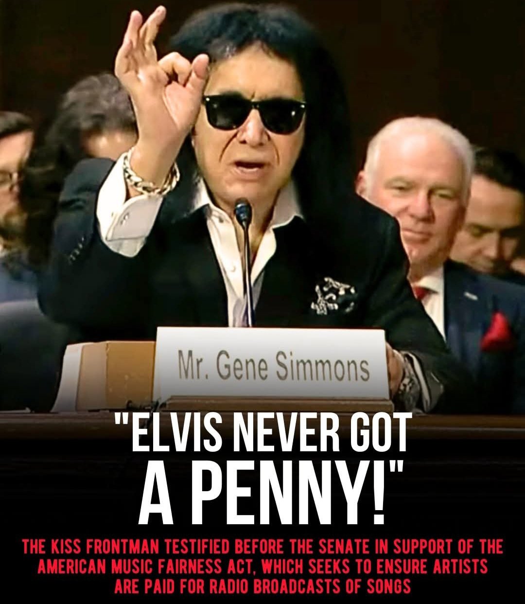 Gene Simmons Reveals Elvis Presley Never Earned a Penny From Global Radio Play During Senate Hearing