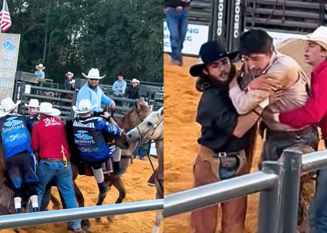 Rodeo Drama: Cowboy’s Terrifying Bucking Bronco Close Call