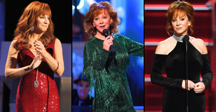 Reba McEntire wearing one of the iconic outfits featured in her charity auction
